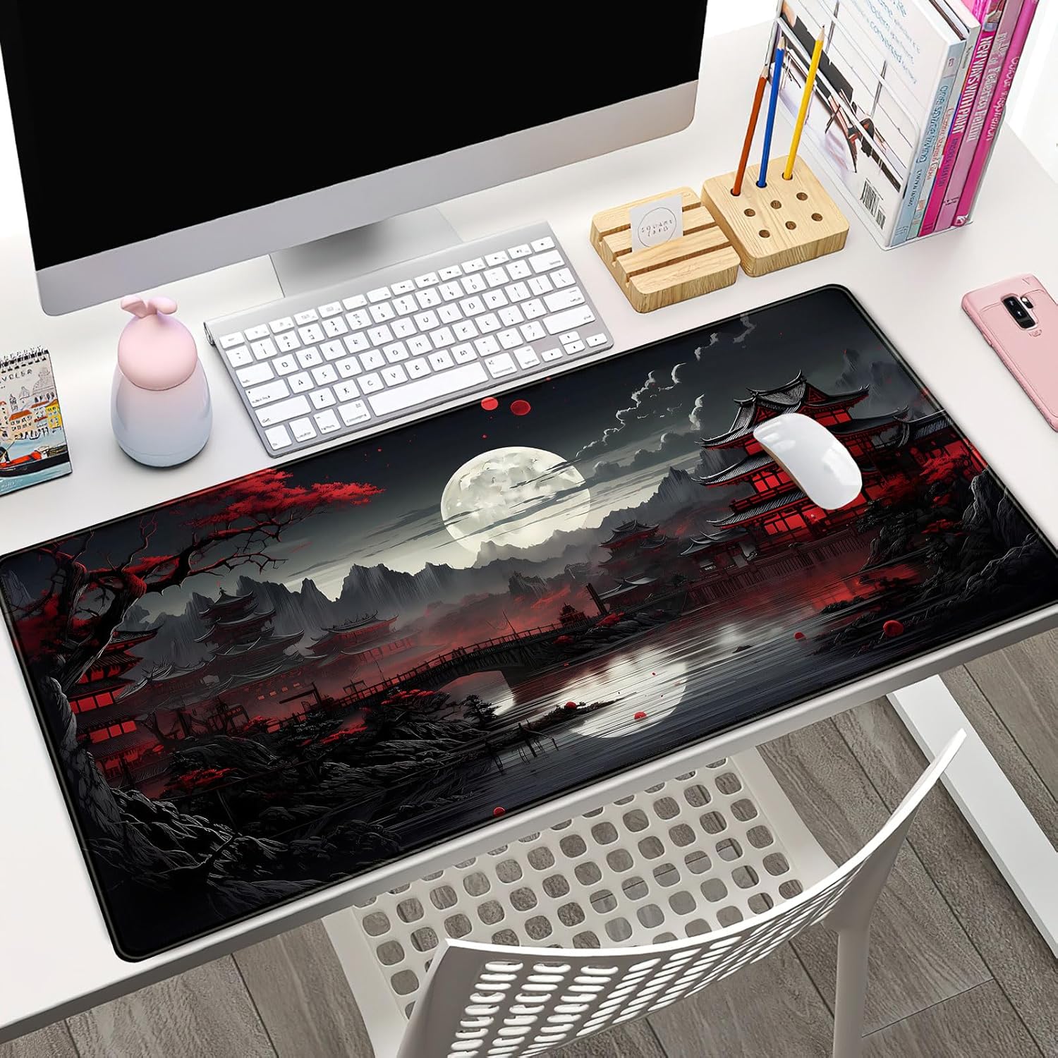 Gaming Keyboard Mouse - Japon sümen Riverside Dolunay masa pedi