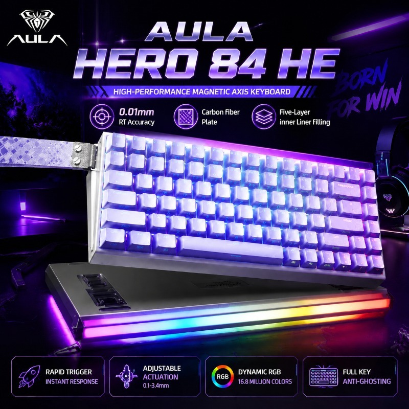 Gaming Keyboard Backlit - AULA HERO84 Manyetik Oyun Mekanik Klavyesi