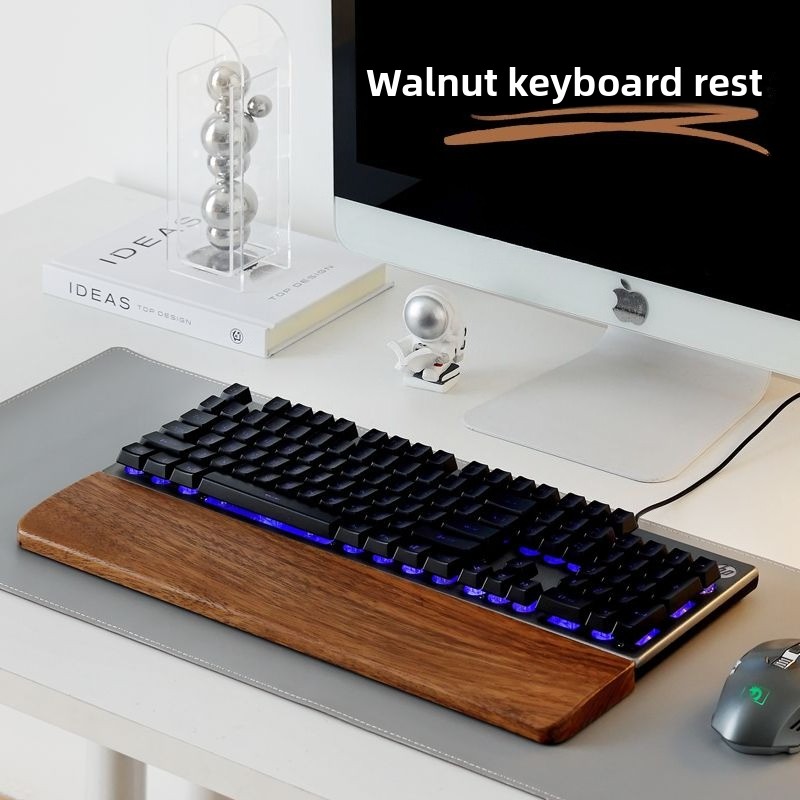 Gaming Keyboard And Mouse Combo - Masif Ahşap Klavye Bilek Desteği Mouse