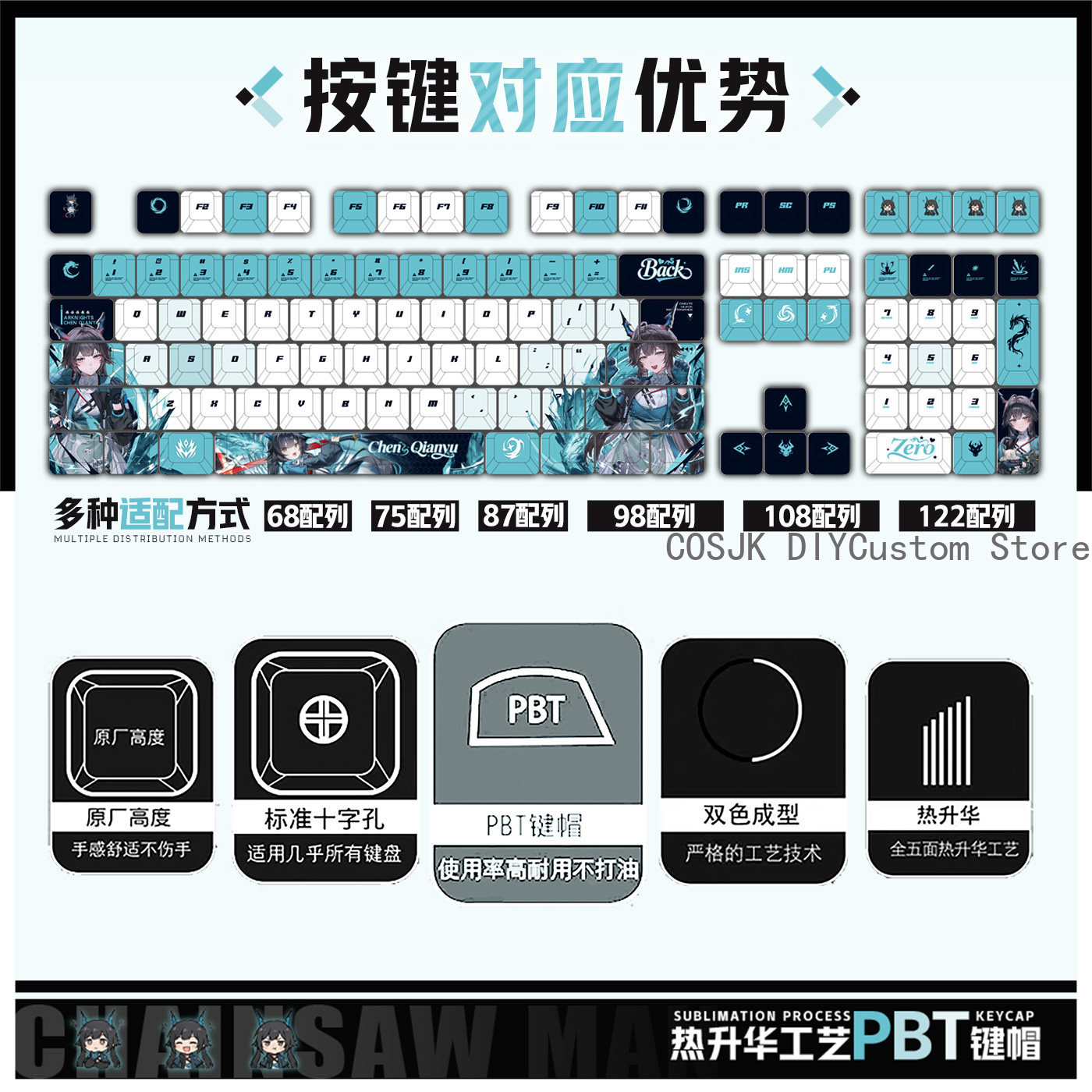 122 Tuşları Anime Chen Qianyu  - Gaming Keyboard Top incelemesi ve fiyatı